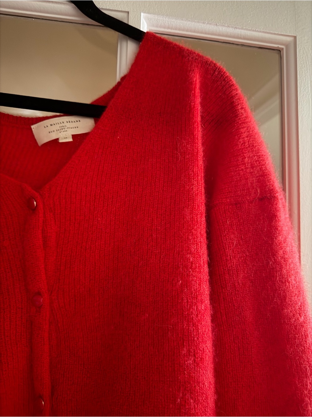 Sézane Barry Cardigan Red Mohair Blend Sweater Size M - Picture 5 of 10